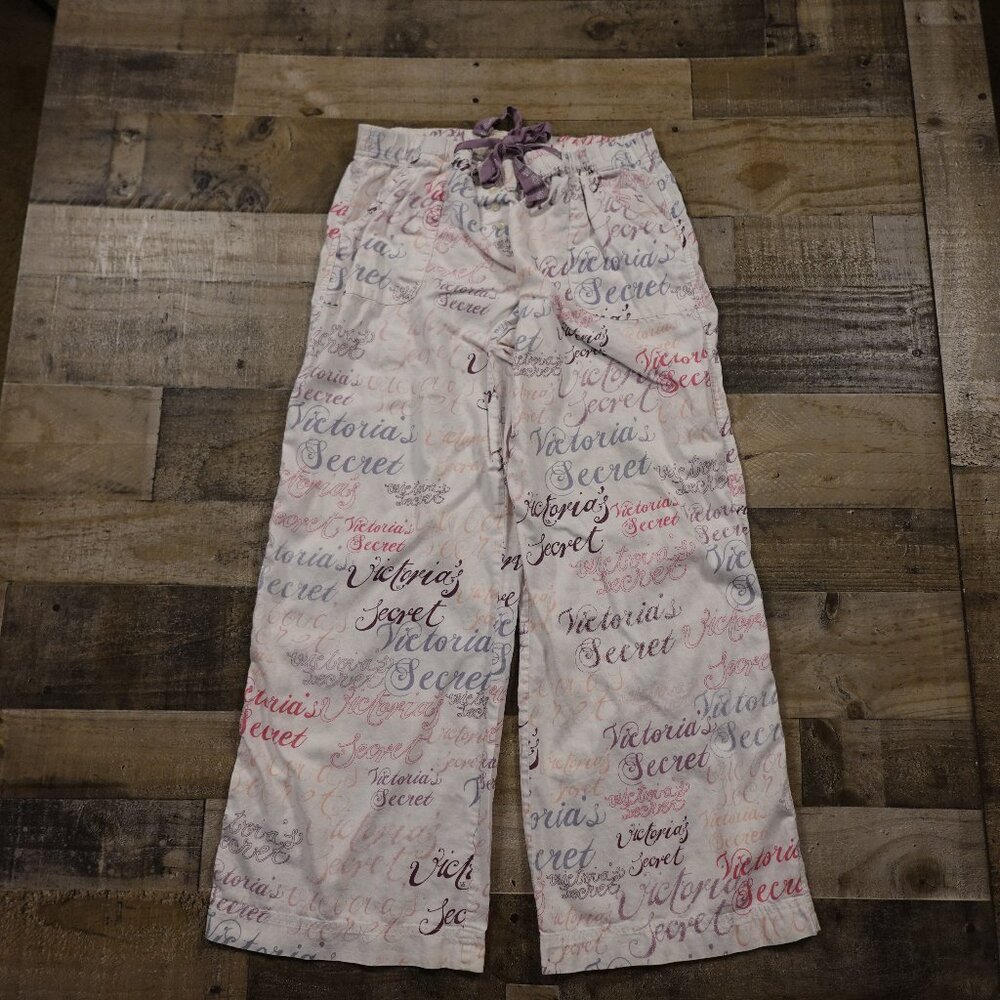Victoria’s Secret Logo Print Sleep Pants | Women's Size Large | 100% Cotton